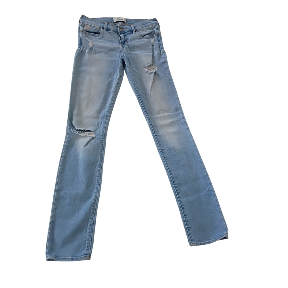 Abercrombie Light Wash‎ Ripped Slim Jeans Youth 16 Fits Women W25x29